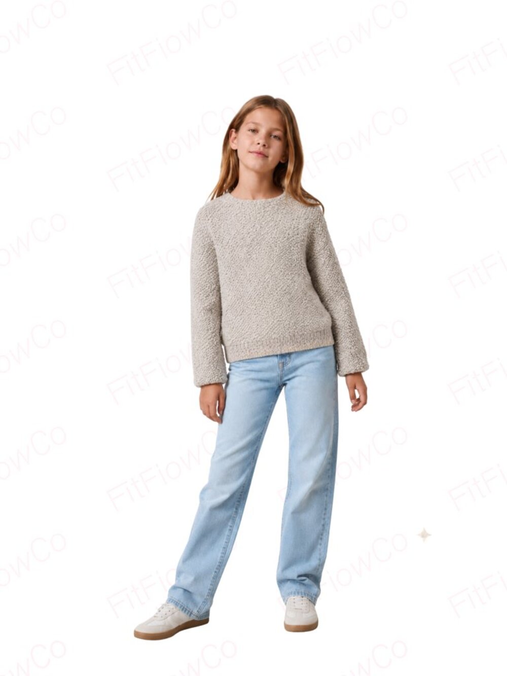 ZARA Girls Popcorn Knit Sweater Beige | Size 9–10 (140 cm) | Cozy Winter